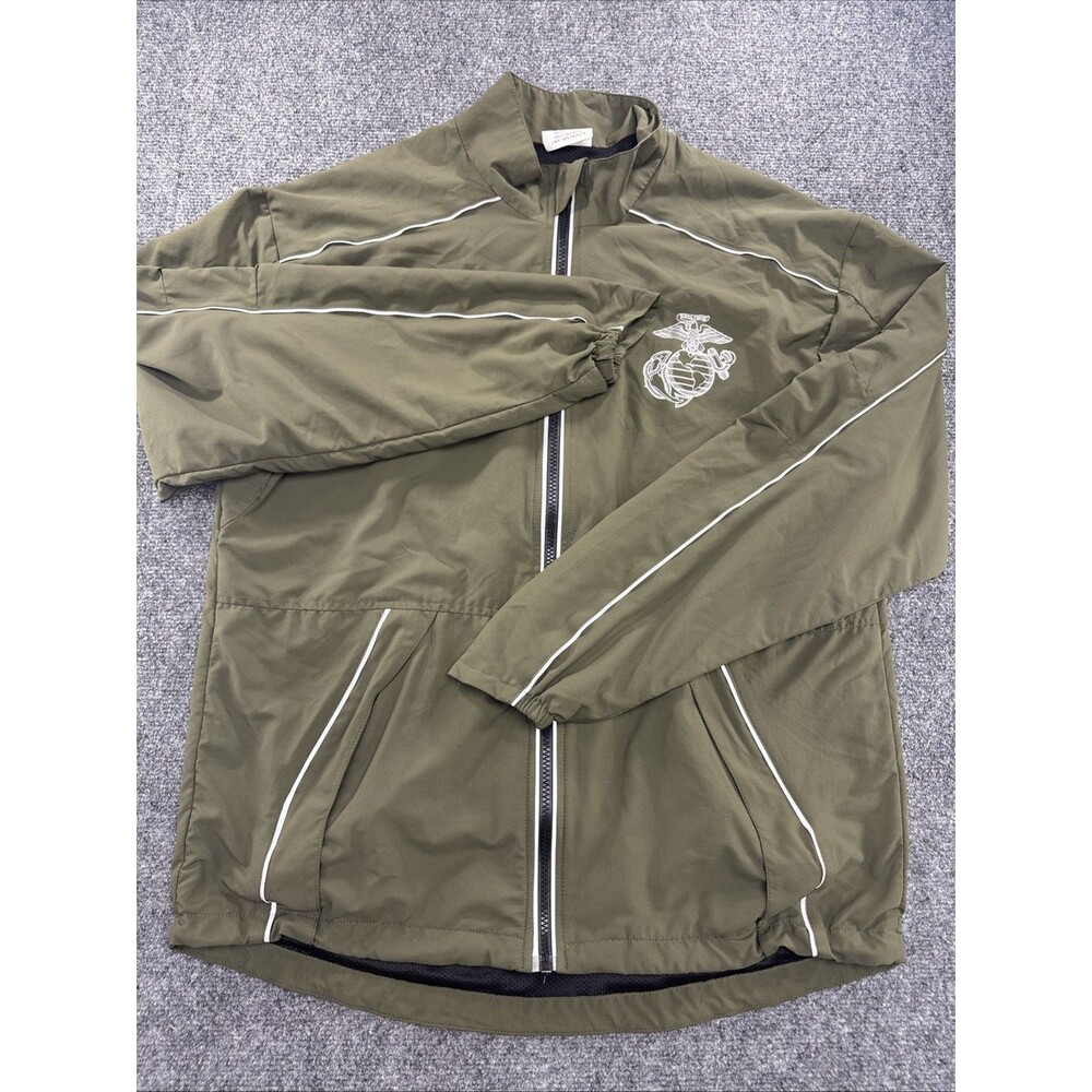 USMC Marine Corps PT Running Jacket Small Regular Olive Green Reflective